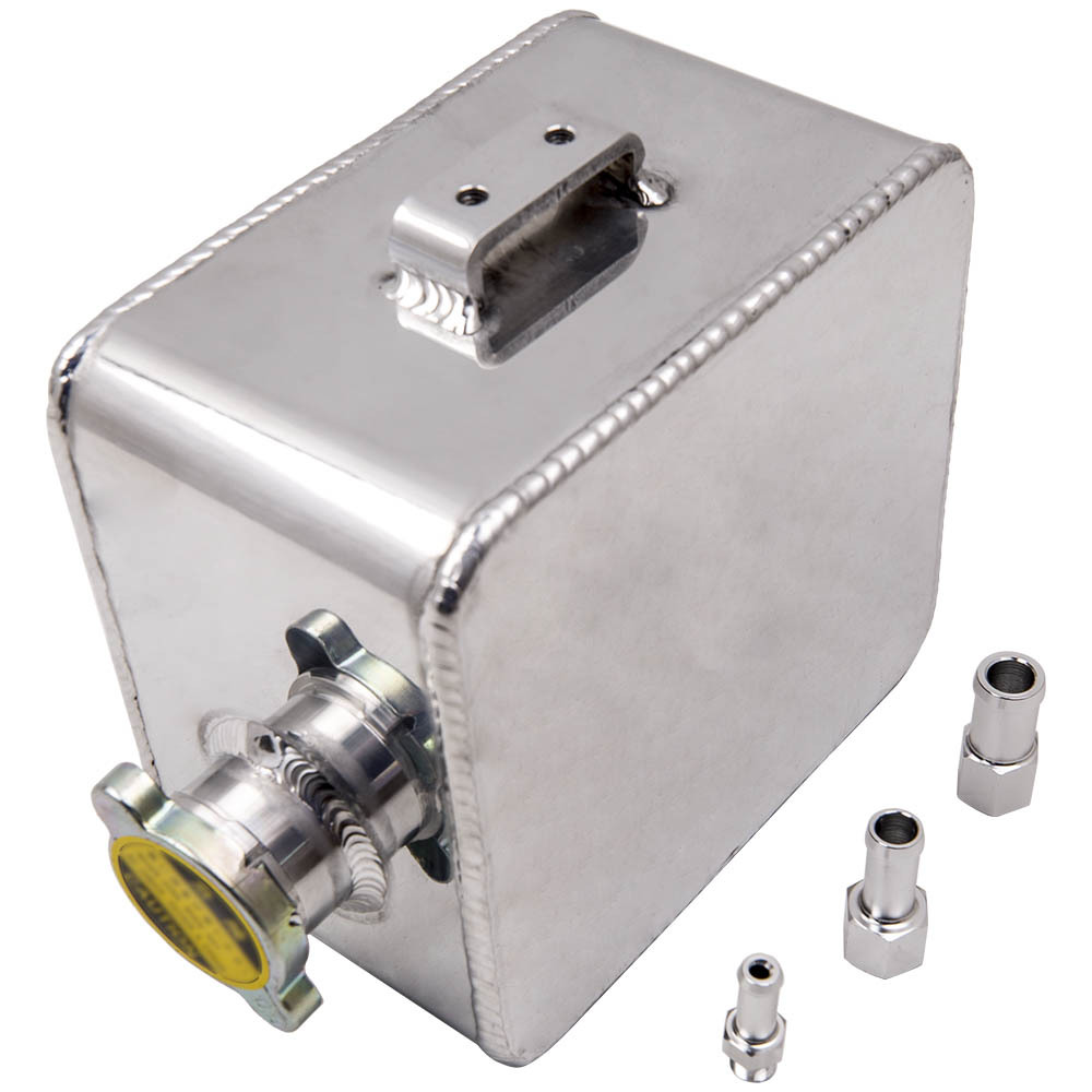 Aluminum Alloy Universal 2.5L Coolant Expansion Bottle Overflow Tank andCap Silver